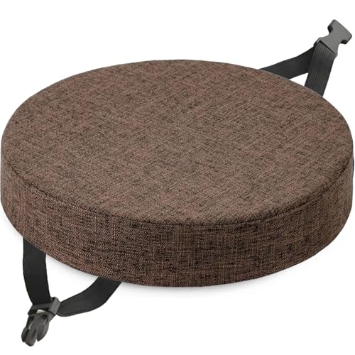 Leinen Sitzpolster Abnehmbares Memory Schaum Runde Sitzauflage,Rund Sitzkissen Stuhlkissen 30×30 35×35 40×40 45×45 50×50cm, for Stuhl Hocker Haus Küche Esszimmer Garten Büro(Color5,48x48x5cm) von RTSFKFS