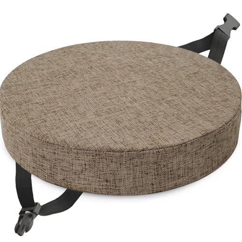 Leinen Sitzpolster Abnehmbares Memory Schaum Runde Sitzauflage,Rund Sitzkissen Stuhlkissen 30×30 35×35 40×40 45×45 50×50cm, for Stuhl Hocker Haus Küche Esszimmer Garten Büro(Color7,48x48x3cm) von RTSFKFS