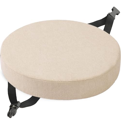 Leinen Sitzpolster Abnehmbares Memory Schaum Runde Sitzauflage,Rund Sitzkissen Stuhlkissen 30×30 35×35 40×40 45×45 50×50cm, for Stuhl Hocker Haus Küche Esszimmer Garten Büro(Color9,40x40x5cm) von RTSFKFS
