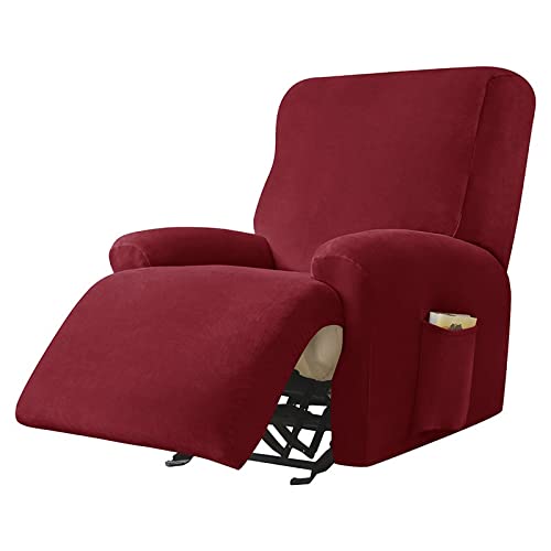 RTSFKFS 4-Stück Samt Ruhesessel Bezüge Sesselschoner RelaxSessel Sofa Abdeckung Sofaüberwurf 1 Sitzer Sessel-Überwürfe Stretchhusse Komplett Antirutsch Bezug Für Fernsehsessel (Color : Color-11) von RTSFKFS