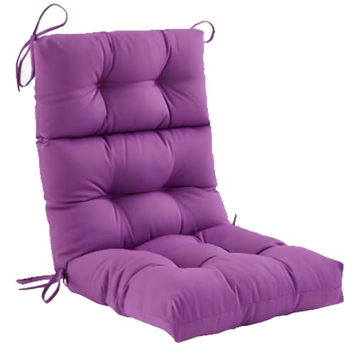 RTSFKFS Hohe Rückenlehne Stuhl Kissen for Den Außenbereich, Wasserdicht, Einteiler, Getuftet, Schaukel Stuhlkissen Mit Bändern, Adirondack-Stuhlpolster for Terrassenmöbel(Purple) von RTSFKFS