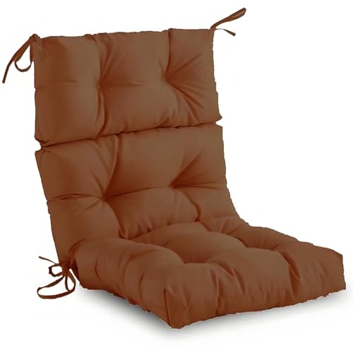RTSFKFS Hohe Rückenlehne Stuhl Kissen for Den Außenbereich, Wasserdicht, Einteiler, Getuftet, Schaukel Stuhlkissen Mit Bändern, Adirondack-Stuhlpolster for Terrassenmöbel(Rot) von RTSFKFS