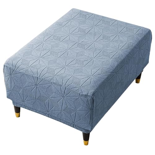 RTSFKFS Ottomane Schonbezug, Rechteckig Hocker Jacquard, Quadratisch hockerbezug, Hocker Husse for Fußhocker, Hocker Protector Waschbar Überzug hockerabdeckung(Blau,Rectangular M) von RTSFKFS