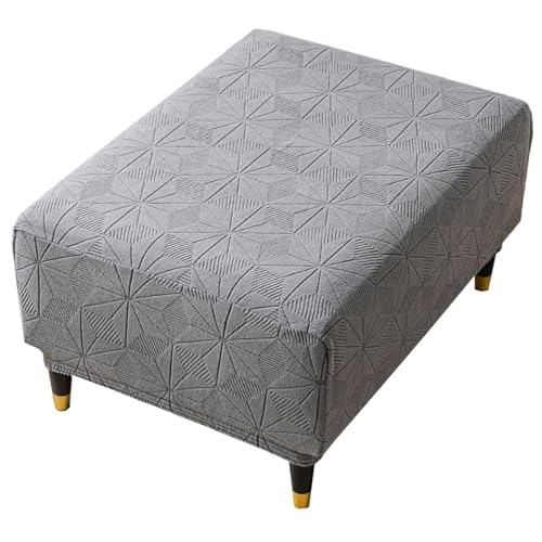 RTSFKFS Ottomane Schonbezug, Rechteckig Hocker Jacquard, Quadratisch hockerbezug, Hocker Husse for Fußhocker, Hocker Protector Waschbar Überzug hockerabdeckung(Gray,Rectangular L) von RTSFKFS