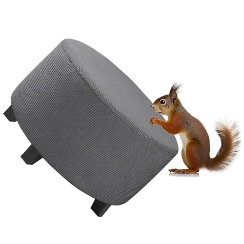 RTSFKFS Runde Ottomane Schonbezug Hockerbezug, Hocker Hussen für Fußhocker, Stretch Bezug Ottomane Abdeckung Überzug Hocker Protector, Hohe Spandex Schutzhülle Waschbar(Gray,80cm) von RTSFKFS