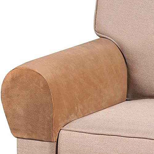 Sofa Armlehnenbezüge, 2PCS Stretch Samt Armlehnenbezüge Verstellbar, Armkappen Armlehnenschoner, Sesselbezug Armlehnenbezug Weiche Armlehnenschoner rutschfest Möbelschutz (Color : D) von RTSFKFS