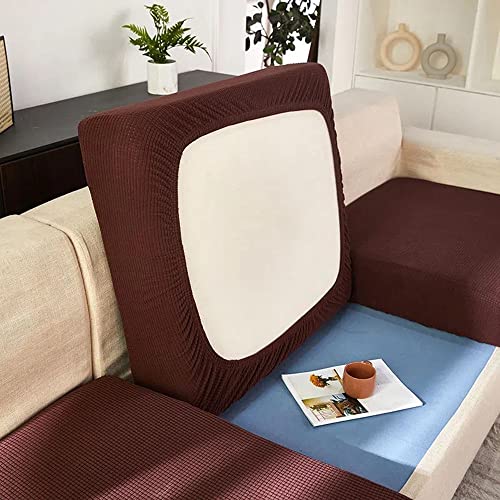 RTSFKFS Sofa Sitzkissenbezug Stretch Elastischer Braun Schwarz 3 Sitzer Bezug Für Sofa Sitzkissen Hochdehnbarer Sofakissenbezug, Elastischer Sofa-Sitzbezug,Couch-Kissenbezug Sofabezug Sofahusse von RTSFKFS