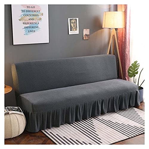 RTSFKFS Sofahusse 3 Sitzer Ohne Armlehnen Elastische Sofahusse Elasthan Schwarz/Grau/Blau Universal Schlafsofa Bezüge Wasserdicht rutschfest Für Klappcouch (Color : A, Size : 150-170cm) von RTSFKFS