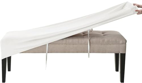 RTSFKFS Universal-Bezug for Esszimmer-Bank, Stretch Dining Bench Cover for Esszimmer Samt Bezug for Esszimmerstuhl Spandex Elastische Stuhlhussen for Wohnzimmer(Weiß) von RTSFKFS