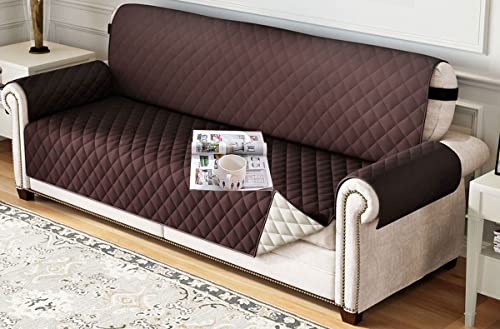 Sofabezüge 3,2,1,4 Sitzer Sofaüberwurf Decke Wasserdicht,Sofabezug mit Armlehne Couchbezug Couch Kissen Set mit Füllung Groß Sofa Decken Bezug Überwürfe rutschfest Sofahusse (Color : Brown, Size : 3 von RTSFKFS