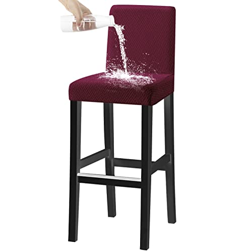 Stretch Barhocker Stuhlhussen Bezüge Barstuhlbezug mit Rückenlehne 2/4/6 Stück Hussen für Barhocker Waschbarer Bar Stuhl-Abdeckung Passend,Café Schemel Hohe Barhocker Stuhl Bezüge ( Color : Burgundy , von RTSFKFS