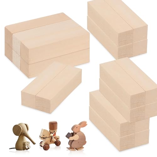 20 Stück Schnitzholz, Lindenholz zum Schnitzen Schnitzholz Rohlinge Holzblock Holzblöcke Unbehandelt Holzklötze 10x2.5x2.5cm für Basteln DIY Schnitzbegeisterte von RTSHUK
