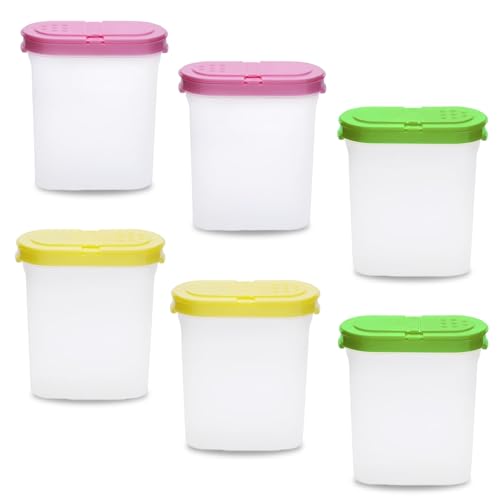 RTSHUK 6 Stück Gewürzboxen Aufbewahrung, Vorratsdosen Set 250ml 3 Farben Transparent Gewürzbox Chüttdosen Gewürzgläser mit Deckel für Gewürze Salz Zucker Verwendet von RTSHUK