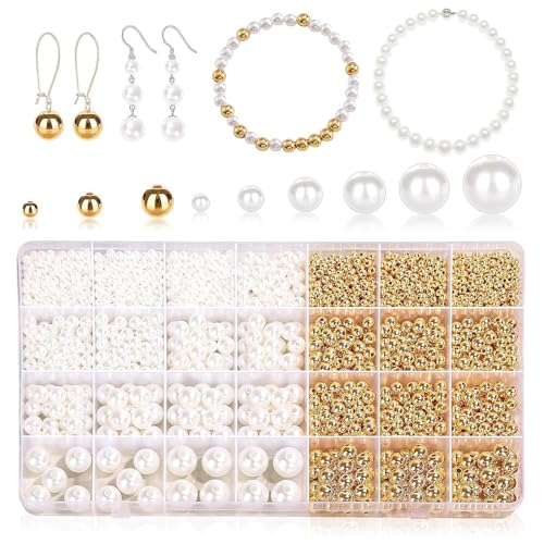 RTSHUK Perlen für Armbänder Erwachsene, 1900 Stück Weiße Perlen zum Auffädeln Set Perlenketten zum Selbermachen Schmuck Selber Machen DIY Bracelet Making Kit für Halsketten RTSHUK Perlen für Armbänder Erwachsene, 1900 Stück Weiße Perlen zum Auffädeln Set Perlenketten zum Selbermachen Schmuck Selber Machen DIY Bracelet Making Kit für Halsketten von RTSHUK