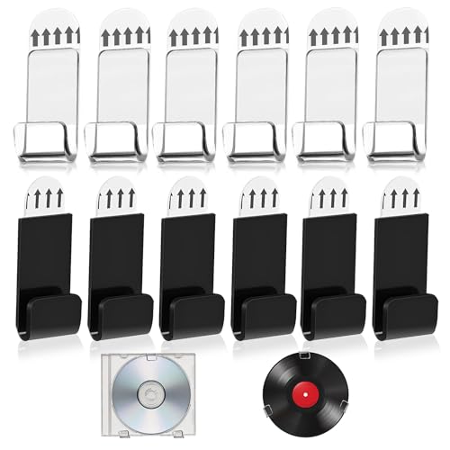 Schallplatten Wandhalterung, 12 Pcs Vinyl Record Hangers Transparent Vinyl Wandhalterung Acryl Schallplattenregal ohne Bohren for Collection Magazine Office Decoration von RTSHUK