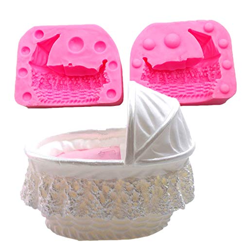 Formen Silikon Fondant Kinderwagen Baby Wiege Kuchen Backen Dekoration Schokolade Fondant Silikonform von RTSP