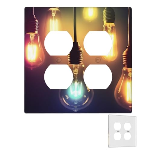 Dekorator-Wandplatte, 2-Gang-Lichtschalter-Abdeckungen, Duplex-Buchsenabdeckungen, Glühbirnen, Wandplatten für Steckdosen, Steckerabdeckung, mittlere Größe, Doppel-Wippschalterplatten Dekorator-Wandplatte, 2-Gang-Lichtschalter-Abdeckungen, Duplex-Buchsenabdeckungen, Glühbirnen, Wandplatten für Steckdosen, Steckerabdeckung, mittlere Größe, Doppel-Wippschalterplatten von RTSTNMBD