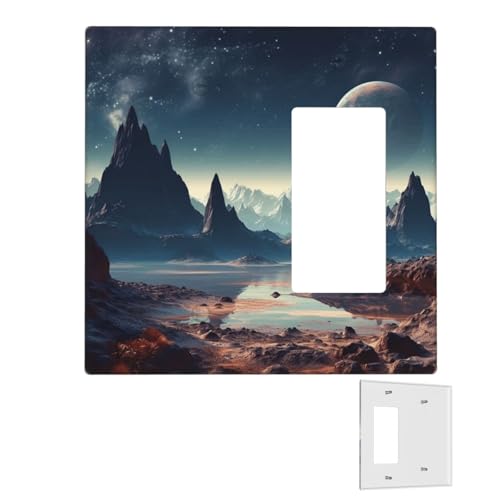 Dekorator-Wandplatte, 2-Gang-Lichtschalter-Abdeckungen, Duplex-Steckdosenabdeckungen, Alien-Planeten-Wandplatten für Steckdosen, Steckerabdeckung, Standardgröße, Doppel-Wippschalterplatten von RTSTNMBD