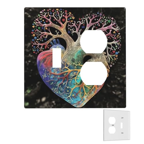 Dekorator-Wandplatte, 2-Gang-Lichtschalter-Abdeckungen, Duplex-Steckdosenabdeckungen, Baumherz, blühende Wandplatten für Steckdosen, Steckerabdeckung, mittlere Größe, Doppel-Wippschalterplatten Dekorator-Wandplatte, 2-Gang-Lichtschalter-Abdeckungen, Duplex-Steckdosenabdeckungen, Baumherz, blühende Wandplatten für Steckdosen, Steckerabdeckung, mittlere Größe, Doppel-Wippschalterplatten von RTSTNMBD