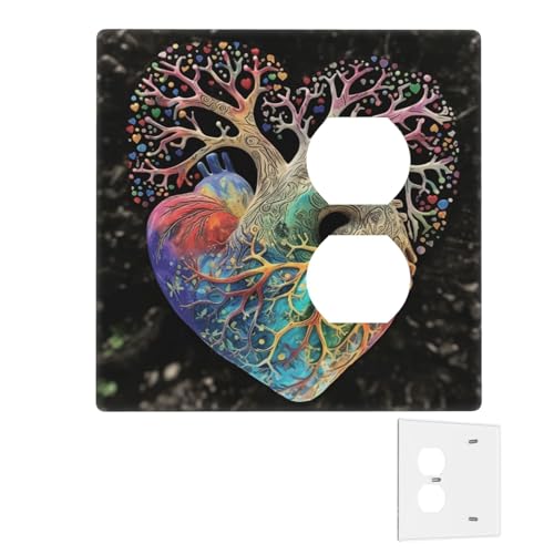 Dekorator-Wandplatte, 2-Gang-Lichtschalter-Abdeckungen, Duplex-Steckdosenabdeckungen, Baumherz, blühende Wandplatten für Steckdosen, Steckerabdeckung, mittlere Größe, Doppel-Wippschalterplatten Dekorator-Wandplatte, 2-Gang-Lichtschalter-Abdeckungen, Duplex-Steckdosenabdeckungen, Baumherz, blühende Wandplatten für Steckdosen, Steckerabdeckung, mittlere Größe, Doppel-Wippschalterplatten von RTSTNMBD
