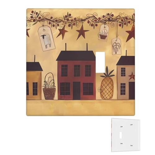 Dekorator-Wandplatte, 2-Gang-Lichtschalter-Abdeckungen, Duplex-Steckdosenabdeckungen, Beige / Braun, Haus- und Obst-Wandplatten für Steckdosen, Steckerabdeckung, Standardgröße Dekorator-Wandplatte, 2-Gang-Lichtschalter-Abdeckungen, Duplex-Steckdosenabdeckungen, Beige / Braun, Haus- und Obst-Wandplatten für Steckdosen, Steckerabdeckung, Standardgröße von RTSTNMBD