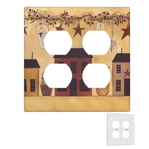 Dekorator-Wandplatte, 2-Gang-Lichtschalter-Abdeckungen, Duplex-Steckdosenabdeckungen, Beige / Braun, Haus- und Obst-Wandplatten für Steckdosen, Steckerabdeckung, Standardgröße Dekorator-Wandplatte, 2-Gang-Lichtschalter-Abdeckungen, Duplex-Steckdosenabdeckungen, Beige / Braun, Haus- und Obst-Wandplatten für Steckdosen, Steckerabdeckung, Standardgröße von RTSTNMBD