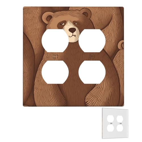 Dekorator-Wandplatte, 2-Gang-Lichtschalter-Abdeckungen, Duplex-Steckdosenabdeckungen, Braunbär-Wandplatten für Steckdosen, Steckerabdeckung, mittlere Größe, Doppel-Wippschalterplatten Dekorator-Wandplatte, 2-Gang-Lichtschalter-Abdeckungen, Duplex-Steckdosenabdeckungen, Braunbär-Wandplatten für Steckdosen, Steckerabdeckung, mittlere Größe, Doppel-Wippschalterplatten von RTSTNMBD