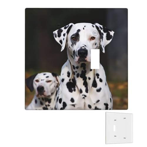 Dekorator-Wandplatte, 2-Gang-Lichtschalter-Abdeckungen, Duplex-Steckdosenabdeckungen, Dalmatiner-Hunde-Wandplatten für Steckdosen, Steckerabdeckung, Standardgröße, Doppel-Wippschalterplatten von RTSTNMBD