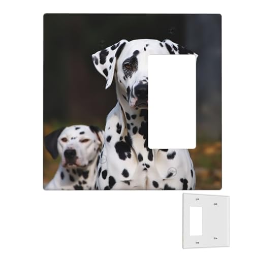 Dekorator-Wandplatte, 2-Gang-Lichtschalter-Abdeckungen, Duplex-Steckdosenabdeckungen, Dalmatiner-Hunde-Wandplatten für Steckdosen, Steckerabdeckung, mittlere Größe, Doppel-Wippschalterplatten Dekorator-Wandplatte, 2-Gang-Lichtschalter-Abdeckungen, Duplex-Steckdosenabdeckungen, Dalmatiner-Hunde-Wandplatten für Steckdosen, Steckerabdeckung, mittlere Größe, Doppel-Wippschalterplatten von RTSTNMBD