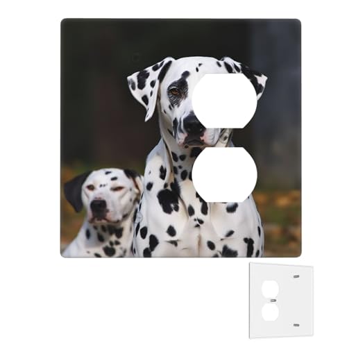 Dekorator-Wandplatte, 2-Gang-Lichtschalter-Abdeckungen, Duplex-Steckdosenabdeckungen, Dalmatiner-Hunde-Wandplatten für Steckdosen, Steckerabdeckung, mittlere Größe, Doppel-Wippschalterplatten von RTSTNMBD