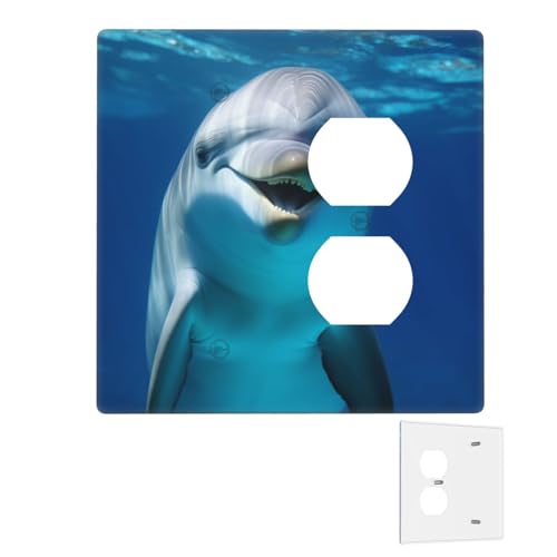 Dekorator-Wandplatte, 2-Gang-Lichtschalter-Abdeckungen, Duplex-Steckdosenabdeckungen, Delfin mit Lächeln, Wandplatten für Steckdosen, Steckerabdeckung, Standardgröße, Doppel-Wippschalterplatten Dekorator-Wandplatte, 2-Gang-Lichtschalter-Abdeckungen, Duplex-Steckdosenabdeckungen, Delfin mit Lächeln, Wandplatten für Steckdosen, Steckerabdeckung, Standardgröße, Doppel-Wippschalterplatten von RTSTNMBD