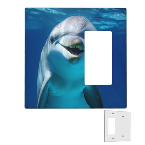 Dekorator-Wandplatte, 2-Gang-Lichtschalter-Abdeckungen, Duplex-Steckdosenabdeckungen, Delfin mit Lächeln, Wandplatten für Steckdosen, Steckerabdeckung, Standardgröße, Doppel-Wippschalterplatten Dekorator-Wandplatte, 2-Gang-Lichtschalter-Abdeckungen, Duplex-Steckdosenabdeckungen, Delfin mit Lächeln, Wandplatten für Steckdosen, Steckerabdeckung, Standardgröße, Doppel-Wippschalterplatten von RTSTNMBD