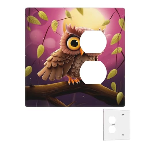 Dekorator-Wandplatte, 2-Gang-Lichtschalter-Abdeckungen, Duplex-Steckdosenabdeckungen, Eulen-Wandplatten für Steckdosen, Steckerabdeckung, mittelgroße Doppel-Wippschalterplatten Dekorator-Wandplatte, 2-Gang-Lichtschalter-Abdeckungen, Duplex-Steckdosenabdeckungen, Eulen-Wandplatten für Steckdosen, Steckerabdeckung, mittelgroße Doppel-Wippschalterplatten von RTSTNMBD