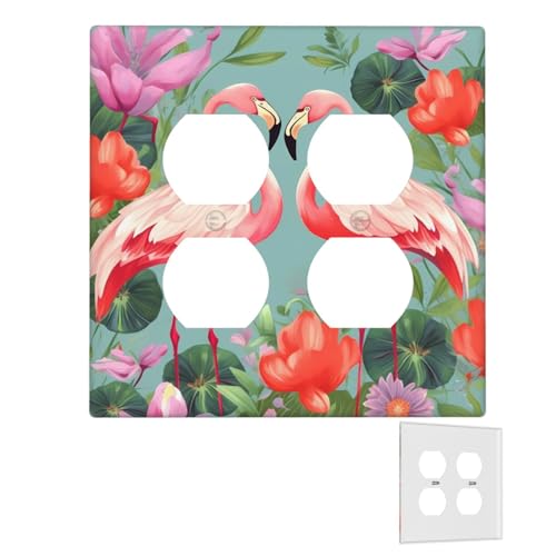 Dekorator-Wandplatte, 2-Gang-Lichtschalter-Abdeckungen, Duplex-Steckdosenabdeckungen, Flamingo-Liebesblumen, Wandplatten für Steckdosen, Steckerabdeckung, Standardgröße, Doppel-Wippschalterplatten Dekorator-Wandplatte, 2-Gang-Lichtschalter-Abdeckungen, Duplex-Steckdosenabdeckungen, Flamingo-Liebesblumen, Wandplatten für Steckdosen, Steckerabdeckung, Standardgröße, Doppel-Wippschalterplatten von RTSTNMBD