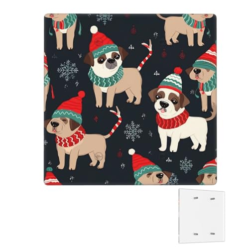 Dekorator-Wandplatte, 2-Gang-Lichtschalter-Abdeckungen, Duplex-Steckdosenabdeckungen, Frohe Weihnachten, Hunde-Wandplatten für Steckdosen, Steckerabdeckung, mittlere Größe, Doppel-Wippschalterplatten von RTSTNMBD