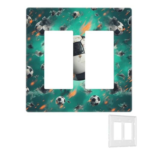Dekorator-Wandplatte, 2-Gang-Lichtschalter-Abdeckungen, Duplex-Steckdosenabdeckungen, Fußball-Wandplatten für Steckdosen, Steckerabdeckung, Standardgröße, Doppel-Wippschalterplatten von RTSTNMBD