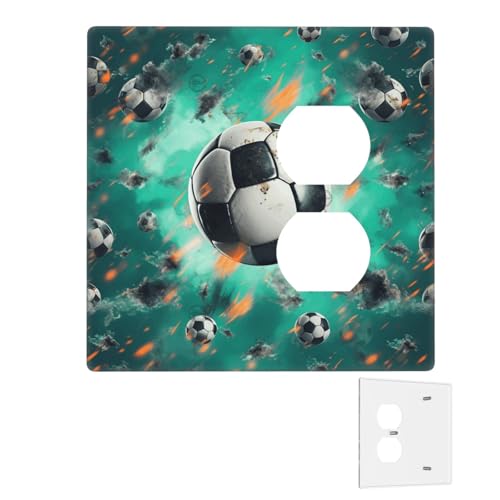 Dekorator-Wandplatte, 2-Gang-Lichtschalter-Abdeckungen, Duplex-Steckdosenabdeckungen, Fußball-Wandplatten für Steckdosen, Steckerabdeckung, Standardgröße, Doppel-Wippschalterplatten von RTSTNMBD