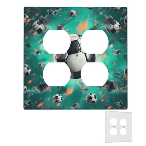 Dekorator-Wandplatte, 2-Gang-Lichtschalter-Abdeckungen, Duplex-Steckdosenabdeckungen, Fußball-Wandplatten für Steckdosen, Steckerabdeckung, Standardgröße, Doppel-Wippschalterplatten von RTSTNMBD