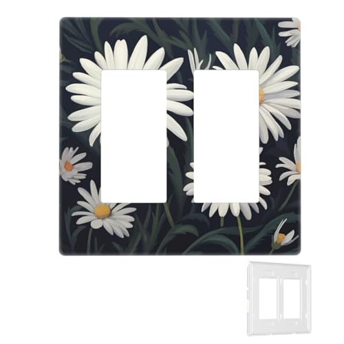 Dekorator-Wandplatte, 2-Gang-Lichtschalter-Abdeckungen, Duplex-Steckdosenabdeckungen, Gänseblümchen-Wandplatten für Steckdosen, Steckerabdeckung, Standardgröße, Doppel-Wippschalterplatten von RTSTNMBD