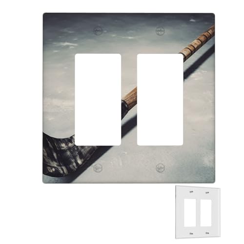 Dekorator-Wandplatte, 2-Gang-Lichtschalter-Abdeckungen, Duplex-Steckdosenabdeckungen, Hockeyschläger-Wandplatten für Steckdosen, Steckerabdeckung, Standardgröße, Doppel-Wippschalterplatten von RTSTNMBD