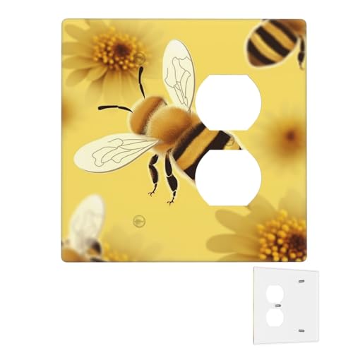 Dekorator-Wandplatte, 2-Gang-Lichtschalter-Abdeckungen, Duplex-Steckdosenabdeckungen, Honigbiene, 2-Wandplatten für Steckdosen, Steckerabdeckung, mittlere Größe, Doppel-Wippschalterplatten Dekorator-Wandplatte, 2-Gang-Lichtschalter-Abdeckungen, Duplex-Steckdosenabdeckungen, Honigbiene, 2-Wandplatten für Steckdosen, Steckerabdeckung, mittlere Größe, Doppel-Wippschalterplatten von RTSTNMBD