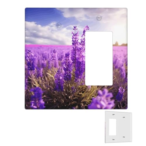 Dekorator-Wandplatte, 2-Gang-Lichtschalter-Abdeckungen, Duplex-Steckdosenabdeckungen, Lavendelblüte, Wandplatten für Steckdosen, Steckerabdeckung, mittlere Größe, Doppel-Wippschalterplatten Dekorator-Wandplatte, 2-Gang-Lichtschalter-Abdeckungen, Duplex-Steckdosenabdeckungen, Lavendelblüte, Wandplatten für Steckdosen, Steckerabdeckung, mittlere Größe, Doppel-Wippschalterplatten von RTSTNMBD