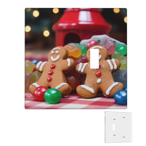 Dekorator-Wandplatte, 2-Gang-Lichtschalter-Abdeckungen, Duplex-Steckdosenabdeckungen, Lebkuchenmann, Süßigkeiten, Wandplatten für Steckdosen, Steckerabdeckung, mittlere Größe von RTSTNMBD
