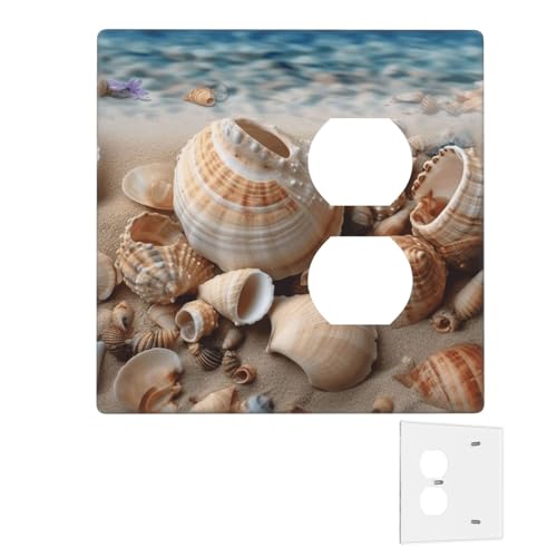Dekorator-Wandplatte, 2-Gang-Lichtschalter-Abdeckungen, Duplex-Steckdosenabdeckungen, Muscheln am Meer, Wandplatten für Steckdosen, Steckdosenabdeckung, mittlere Doppel-Wippschalterplatten Dekorator-Wandplatte, 2-Gang-Lichtschalter-Abdeckungen, Duplex-Steckdosenabdeckungen, Muscheln am Meer, Wandplatten für Steckdosen, Steckdosenabdeckung, mittlere Doppel-Wippschalterplatten von RTSTNMBD
