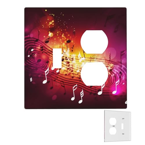Dekorator-Wandplatte, 2-Gang-Lichtschalter-Abdeckungen, Duplex-Steckdosenabdeckungen, Musiknoten, Wandplatten für Steckdosen, Steckerabdeckung, mittlere Größe, Doppel-Wippschalterplatten von RTSTNMBD