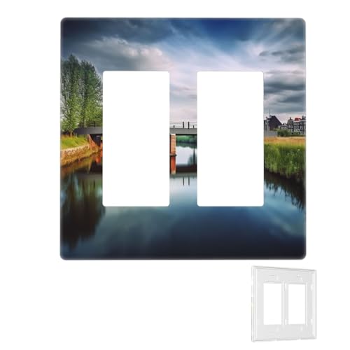 Dekorator-Wandplatte, 2-Gang-Lichtschalter-Abdeckungen, Duplex-Steckdosenabdeckungen, Niederlande, Landschaft, Brücke, Wandplatten für Steckdosen, Steckerabdeckung, Standardgröße von RTSTNMBD
