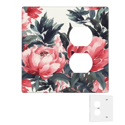 Dekorator-Wandplatte, 2-Gang-Lichtschalter-Abdeckungen, Duplex-Steckdosenabdeckungen, Pfingstrosen, Federwandplatten für Steckdosen, Steckerabdeckung, mittlere Größe, Doppel-Wippschalterplatten Dekorator-Wandplatte, 2-Gang-Lichtschalter-Abdeckungen, Duplex-Steckdosenabdeckungen, Pfingstrosen, Federwandplatten für Steckdosen, Steckerabdeckung, mittlere Größe, Doppel-Wippschalterplatten von RTSTNMBD