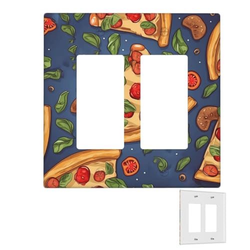 Dekorator-Wandplatte, 2-Gang-Lichtschalter-Abdeckungen, Duplex-Steckdosenabdeckungen, Pizza-Wandplatten für Steckdosen, Steckerabdeckung, Standardgröße, Doppel-Wippschalterplatten von RTSTNMBD