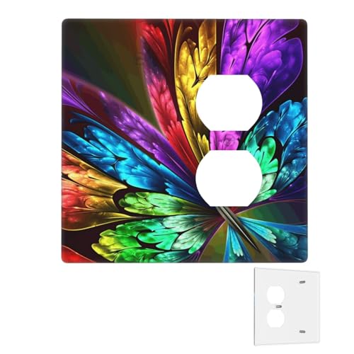 Dekorator-Wandplatte, 2-Gang-Lichtschalter-Abdeckungen, Duplex-Steckdosenabdeckungen, Regenbogen-Schmetterling, Wandplatten für Steckdosen, Steckerabdeckung, mittlere Größe, Doppel-Wippschalterplatten Dekorator-Wandplatte, 2-Gang-Lichtschalter-Abdeckungen, Duplex-Steckdosenabdeckungen, Regenbogen-Schmetterling, Wandplatten für Steckdosen, Steckerabdeckung, mittlere Größe, Doppel-Wippschalterplatten von RTSTNMBD