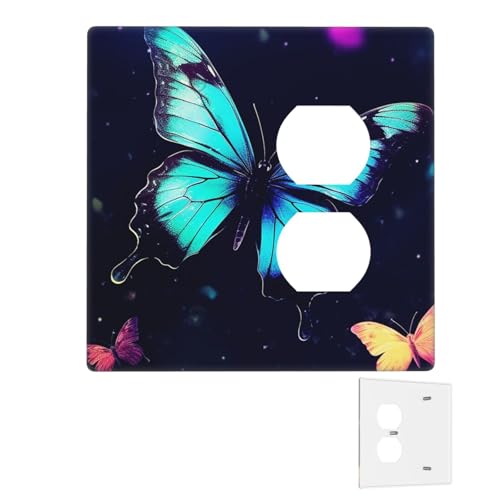 Dekorator-Wandplatte, 2-Gang-Lichtschalter-Abdeckungen, Duplex-Steckdosenabdeckungen, Schmetterlings-Wandplatten für Steckdosen, Steckerabdeckung, mittlere Größe, Doppel-Wippschalterplatten von RTSTNMBD